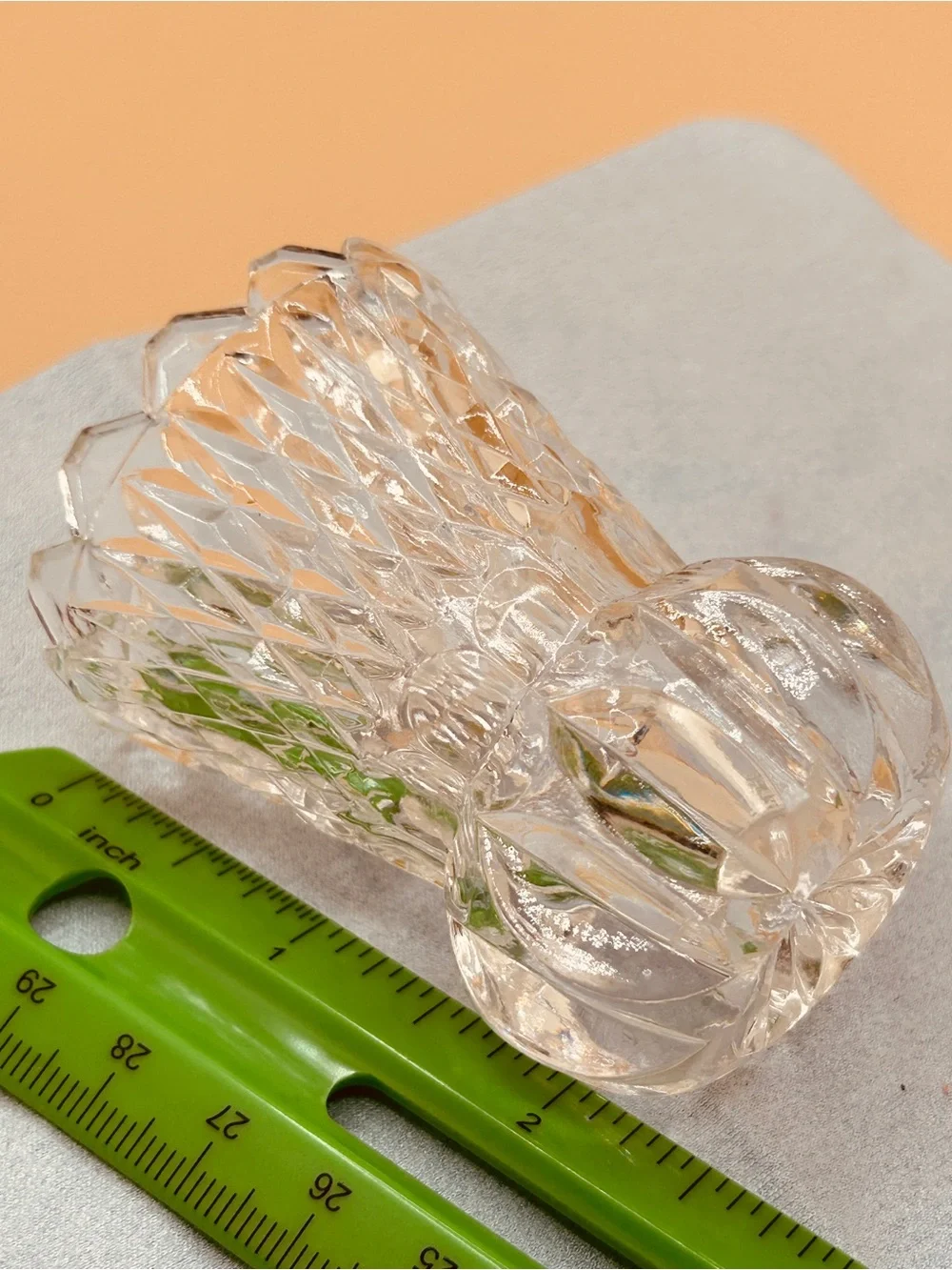 Vintage Toothpick Holder Or Bud Vase, Diamond Cut, Pineapple Pattern